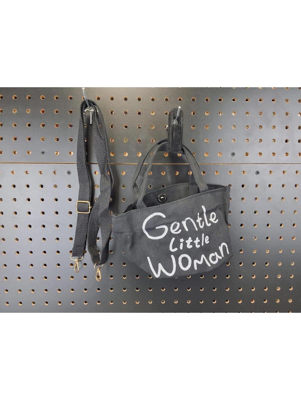 Chic Gentle Woman Black Canvas Crossbody Handbag
